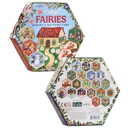 eeBoo: Memory & Matching Game - Cottage Fairies - 20 Hexagon-Shaped Matching Pairs, Nature Themed Concentration Tile Game, Kids Ages 3+, 1-4 Players