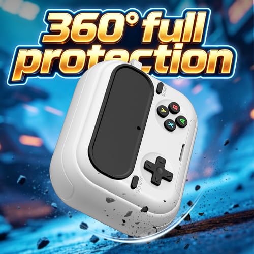 Getino Retro Game Case for AirPods Pro 3 | Game Console Design Protective Cover with Foldable Stand, Secure Lock Anti-Drop Shockproof PC+TPU Case, Keychain & Cleaning Kit for Men & Boys, White - color: White