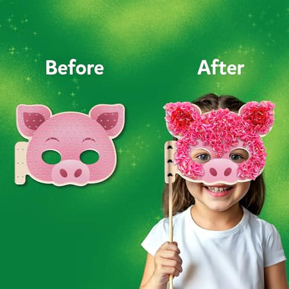 Skillmatics Poke-in Art – Animal Masks, Mess-Free DIY Wood Craft Kit | Fun Creative Activity for Kids, 800+ Colorful Fabric Squares, 6 Foam Masks, Gifts for Girls & Boys Ages 4, 5, 6, 7, 8, 9 - style: 9. Animal Masks