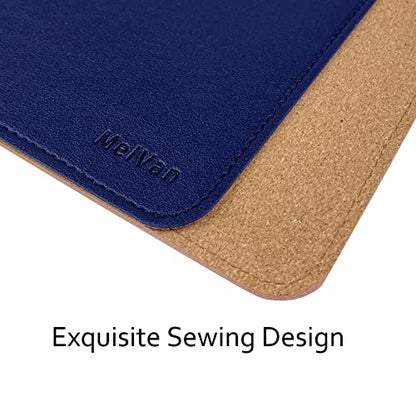 MelVan PU Leather Mouse Pad with Stitched Edge, Wood Mousepad, Waterproof Gaming Mouse Pad Mat for Computers, Laptop, Office & Home, 10.2" x 8.3", 1 Pack (Navy Blue) - color: Navy Blue