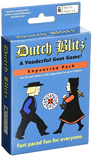 Dutch Blitz Expansion Pack - 4 New Card Colors - 160 Cards for 4 Players | Add 4 more players for 8 total, fast-paced Vonder-fast card game, includes carriage, bucket, pump and plow deck designs