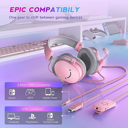 FIFINE USB Gaming PC Microphone and Over-Ear Wired Streaming Headset,AmpliGame RGB Computer Condenser Desktop Mic for YouTube Video/Podcasts,7.1 Surround Sound Headset for PS4/PS5/Xbox/Switch（A6P+H9P