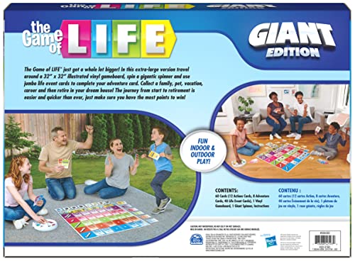 Spin Master Games The Game of Life Giant Edition Family Game | Oversized Vinyl Game Board, Become The Mover On The Board, Great For Family Game Night, Kids Game, For 2-4 Players, Ages 8+ - style: The Game of Life