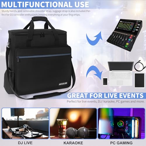 AKOZLIN Padded Mixer Gig Bag DJ Controller Travel Shoulder Bag18 X18 X5.5 DJ Mixer Case - size: 18"X 5.5"X 18"