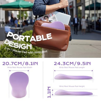 Ergonomic Mouse Pad with Wrist Rest - Mousepad Wrist Support, Memory Foam with Massage Design Wrist Rest for Mouse - color: light purple mousepad wrist rest