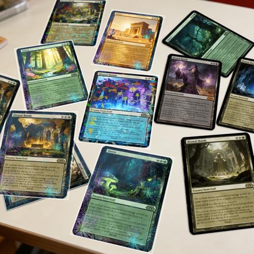 DEDC MTG Card Sleeves 200CT (Firework+Broken Stone) Holographic Front & Matte Finish Back Smooth Shuffle Standard Size 4 Mil Tear Resistant Art Cards Sleeve for Magic The Gathering - style: Front Holographic Back Clear Matte