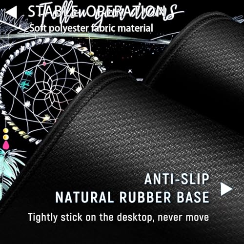 Large Gaming Mouse Pad+ Keyboard Wrist Rest Set, Ergonomics Memory Foam Mouse Mat Wrist Rest Support for Home Office, Waterproof Extended Mousepad 31.5x11.8in, Dream Catcher Black Desk Pad - color: Yvb-mousepad-9-f-167