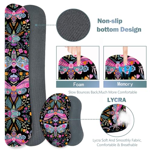 ARTSO Black Desk Mat Set, Extended Gaming Mouse Pad with Wrist Rest Support +Keyboard Wrist Rest +Coaster, Large Cute Butterfly Mousepad, Colorful Butterfly - color: Colorful Butterfly