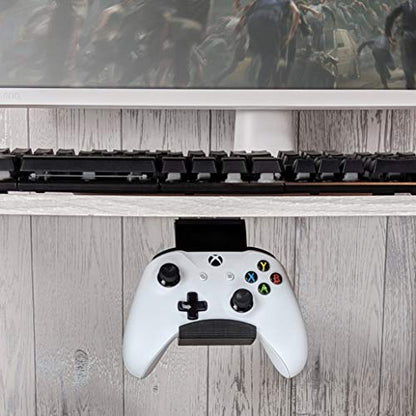 Gamepad Under The Desk Mount Holder Hanger for Xbox One, Switch, PS4, PC, Steam, Steelseries & Most Game Controllers, No Screws, VHB Tape, by Brainwavz (Black, Improved Adheasion Nov2019) - color: Black