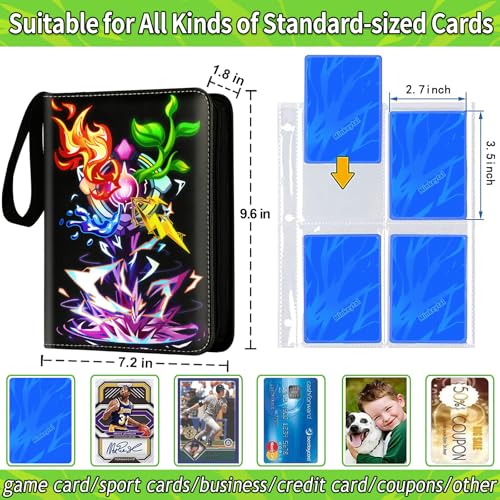 Card Binder for Cards, 4-Pocket Trading Card Binder with 50 Removable Sleeves Fits 400 Cards, Great Creative Design Card Collection Binder Album Gift for Boys Girls Aged 4 to 16 (400 Cards Purple) - color: 400 Cards Purple