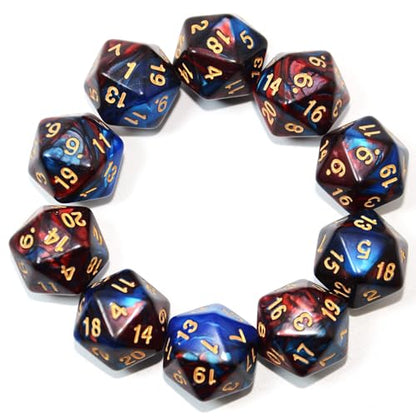 SmartDealsPro 10-Pack 20 Sided Dice D20 Polyhedral Dice for DND RPG MTG Table Game(Blue-Red) - color: Blue-red