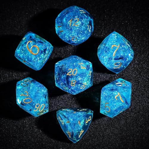 7PCS DND Dice Set,Transparent Sharp Edge Dice Set D&D RPG Polyhedral Die,for Dungeons and Dragons TTRPG Games Roleplaying Games,with Gift Box(Galaxy Blue) - color: Galaxy Blue