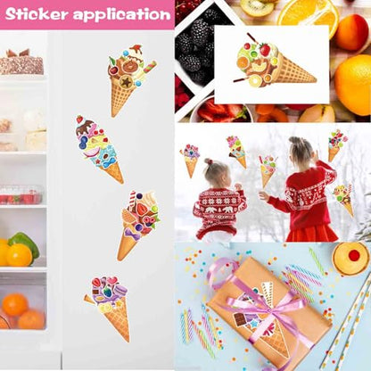 Ice Cream Stickers, Make Your Own Sticker, Make a Face Stickers | 24 Sheets Summer Sticker for Kids Toddlers, Ice Cream Party Favor Supplies Craft - style: Ice Cream