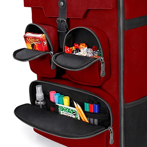 ENHANCE Tabletop Board Game Backpack (Dragon Red) + Board Game Bands - Bundle
