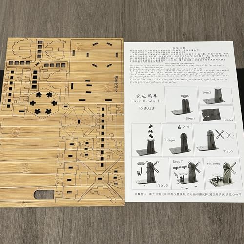3D Puzzles for Adults, Log Cabin DIY Wooden House Model Kits for Adults to Build, Country Cottage Building Model, 3D Jigsaw Brain Teaser Puzzle, Dollhouse (Holland Windmill)