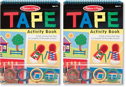 Melissa & Doug Tape Activity Book for Kids with 4 Easy-Tear Tape Rolls (Blue, Green, Red, Yellow) & 20 Reusable Scenes on Spiral-Bound Sheets, Road Travel Toys for Kids Ages 4+, 0.45 inch (Pack of 2) - size: 0.45 inch (Pack of 2)