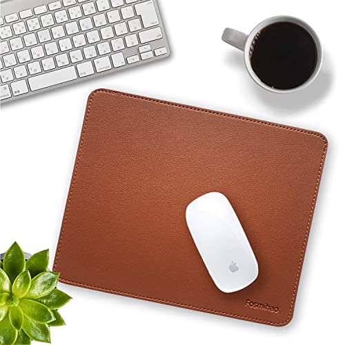 Leather Mouse Pad - Wooden Double-Sided Mouse Pad with Stitched Edge, Waterproof Ultra-Thin, 10.2 x 8.3 Inch, Brown - color: Brown