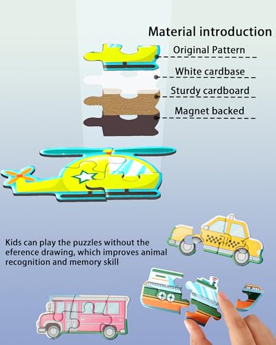 Magnetic Puzzles for Toddlers 1-3, Travel Puzzles Games for Kids Ages 1 2 3 4 5, Traffic Car Activities Toy Jigsaw Puzzles Book for Boys & Girls 3-5 2-4, Learning Magnet Gift for Road Trip (Vehicle) - style: Vehicle