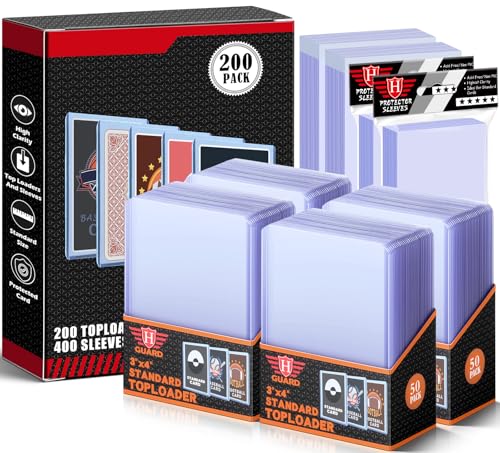 200 Top Loaders with 200 Penny Sleeves, 3 x 4 Clear 35PT Card Protectors | 200 Top Loaders, 200 Penny Sleeves, Crystal Clear, Smooth Edges, Card Storage - size: 200 Toploaders + 400 Soft Card Sleeves