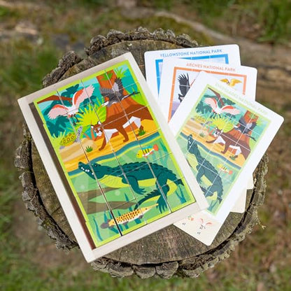 Melissa & Doug National Parks Alphabet & Animals 24-Piece Cube Puzzle (Everglades, Arches, Yellowstone) - FSC Certified