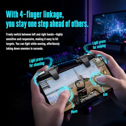 PUBG Mobile Triggers 13 in 1 Combo, 4 Gaming Triggers Mobile Phone Game Controller for PUBG/Knives Out/Call of Duty/Rules of Survival, Aim & Fire Trigger for iPhone & Android Phone
