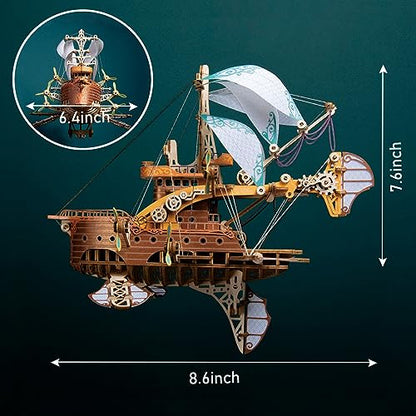 GuDoQi 3D Wooden Puzzles for Adults, DIY Fantasy Spaceship Model Kit, Educational Brain Teaser for Adults to Build, DIY Assembly Kit, Woodcraft Kit, Make Your Own Gifts for Christmas Day