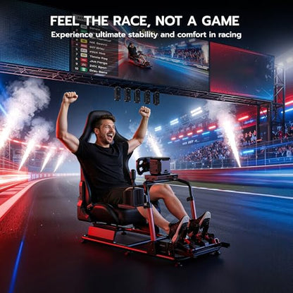 ARES WING Sim Racing Cockpit with Seat - Universal Cockpit Stand | Compatible with Fanatec, Thrustmaster, Logitech & Moza, for PS5, PS4, Xbox and PC, Not Included Wheel,Pedals & Shifter