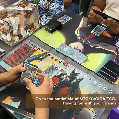 Card Deck Box for Commander Display, Fits 200+ Double Sleeved Cards, Fits for YuGiOh, MTG, PTCG & Sports Cards, 2 Dividers & 2 Dices & 1 Magnetic Card Holder, With Dice Tray (Gold)