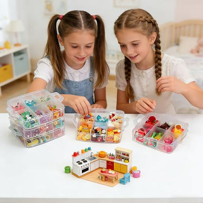 5-Tier Minibrand Storage Case, Adjustable Organizer Box for Toys | Plastic case with adjustable compartments for mini collectibles and figures. Case only, Minibrands not included.