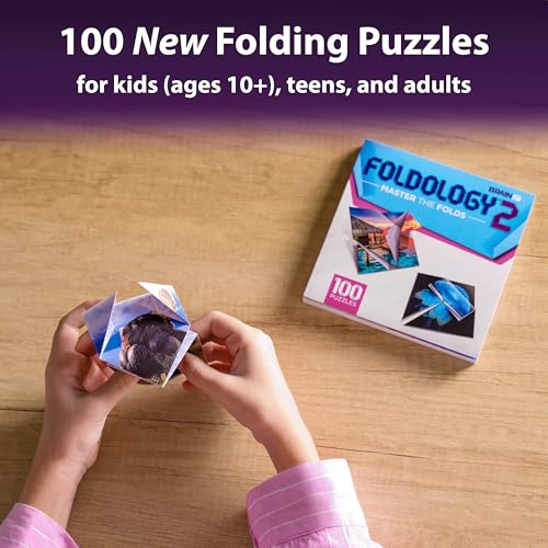 FOLDOLOGY 2 - Master The Folds (Expansion Pack). Puzzle Game for Tweens, Teens, and Adults. 100 Origami Brain Teasers. Ages 10+