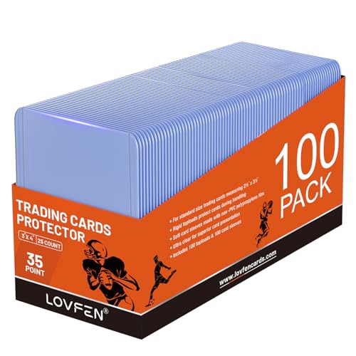 100 Hard Plastic Card Sleeves – 100 Toploads, 35PT Baseball Card Protectors with Bend-Resistant, Rip-Proof Edges for TCG, Sports, Football & Collectible Cards - size: 100 TOPLOADERS