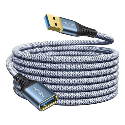 ANDTOBO USB Extension Cable 16ft, USB 3.0 Type A Male to Female Extender Cables High-Speed Data Transfer 5Gbps Compatible with Gamepad, Printer, Webcam, USB Keyboard, Flash Drive, Hard Drive - size: 16 ft