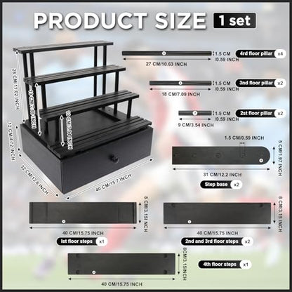 Wooden 4-Tier Trading Card Display Case, Sports Card Display stand with Custom Drawer, Card Supporters & Dividers For Graded Card Display Collection Storage