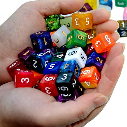 SmartDealsPro 50-Pack D6 6 Sided Dice Polyhedral Dice with Pouch for DND RPG MTG Table Game (D6, Mix Color) - color: Mix Color, style: D6