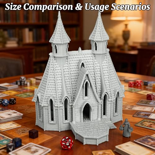 Modular High-Gothic Stone Manor for TTRPG - 25mm Scale Unpainted Fantasy Scenery with Dual Spires, Detailed RPG Terrain Set for Dungeon Masters & Wargame - City Building 1 (AF1104 G) - color: Af1104 G City Building 1