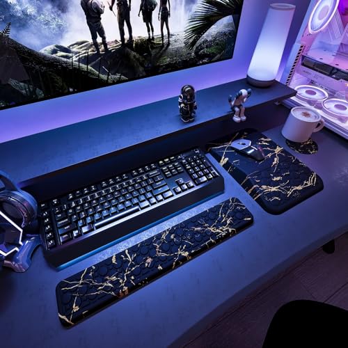 Ospelelf Black Keyboard Wrist Rest Ergonomic Mouse Pad with Wrist Rest, Wrist Rest for Computer Keyboard, - color: Black Marble