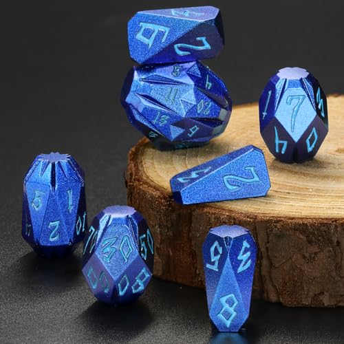 FONVGOGO Metal DND Dice Set for Dungeons and Dragon Gift RPG Collection DM | Unique Cool Stonehenge Design,Polyhedral D and D Dice for DND Lovers Tabletop Role Playing Games TTRPG, Blue - color: S Blue Blue