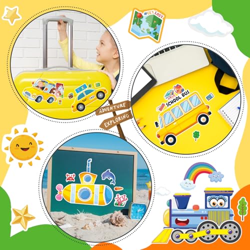 Vehicle Stickers for Kids, Make a Face Sticker, Make Your Own Car Sticker | 24 Sheets Train, Airplane, Boat Stickers for Toddlers, Brithday Party Supplies Classroom Teacher Reward - style: Car