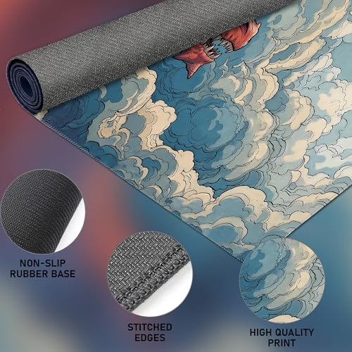 Ultimate TCG Battle Set: 24"x14" Stitched Fantasy Playmat, 16 Dice & Carry Bag – Non-Slip 2mm Rubber Card Game Mat for Trading Card Games (Rage Skies, Classic Series) - color: Rage Skies, size: CLASSIC SERIES
