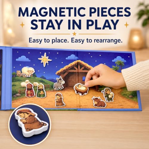 Travofun 20-Piece Magnetic Nativity Puzzle & Playset, Bible Story, Ages 3-6 | Build a 20-piece magnetic Nativity puzzle, then arrange the characters to retell the Christmas Bible story or create scenes. - style: Nativity