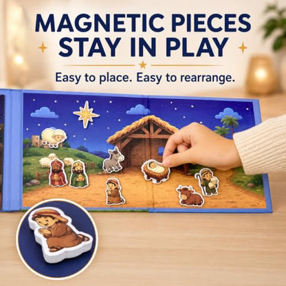 Travofun 20-Piece Magnetic Nativity Puzzle & Playset, Bible Story, Ages 3-6 | Build a 20-piece magnetic Nativity puzzle, then arrange the characters to retell the Christmas Bible story or create scenes. - style: Nativity