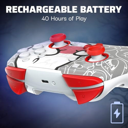 PDP Rematch Glow Wireless Gaming Controller Boo Hoo Nintendo Switch 2, Lite | Also works with OLED, Motion Controls, Rechargeable 40-Hr Battery, 2 Mappable Back Buttons, Mario Boo-Hoo Glow Red & White - color: Boo-Hoo