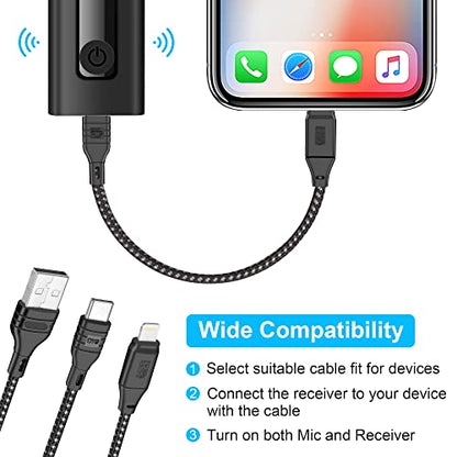 Dual Wireless Lavalier Microphone for iPhone/Android Phones/DSLR Camera/Laptop/MacBook/GoPro/Camcorder, Professional Lapel Mic for Video Recording/Vlogging/YouTube/Podcast/LiveStream