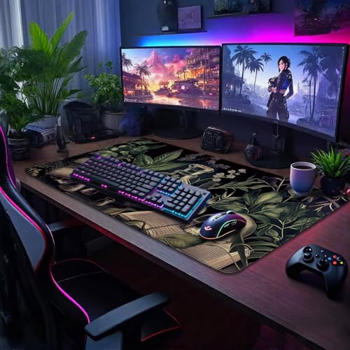 Gothic Dark Botanical Large Gaming Mouse Pad Desk Mat 31.5"x15.7" | Extended Mousepad, Non-Slip Rubber Base , Stitched Edges, for Computer/Laptop/Office/Home - color: Gothic Dark Botanical