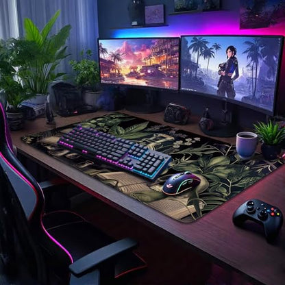 Gothic Dark Botanical Large Gaming Mouse Pad Desk Mat 31.5"x15.7" | Extended Mousepad, Non-Slip Rubber Base , Stitched Edges, for Computer/Laptop/Office/Home - color: Gothic Dark Botanical