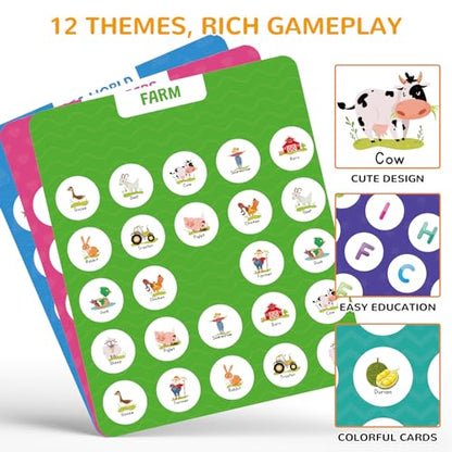 Memory Matching Game for Kids, Travel Toys for Toddlers Boys Girls Ages 3-5 | Plane Activities for Toddlers, Road Trip Essentials for Airplane, Car, Camping, Christmas Birthday Gifts for Ages 3 4 5 6 7 8