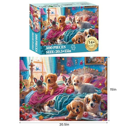 500 Pieces Puzzle for Adults Puzzle Dog Room Jigsaw Puzzle 500 Pieces | Recycled Cardboard Jigsaw Puzzles for Adults Family Challenging Game Home Decor Gift Toy for Teens Seniors 20.5*15 inch - style: Roomdog