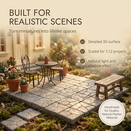 Dollhouse Miniature Paving Stones, Tiles for Modeling, Fairy Garden, and Tabletop Terrain, Set of 50pcs, REDUCIO! - color: Sandstone Cobblestone