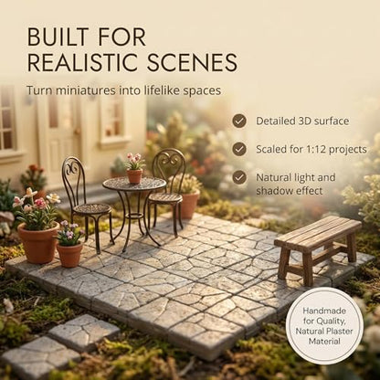 Dollhouse Miniature Paving Stones, Tiles for Modeling, Fairy Garden, and Tabletop Terrain, Set of 50pcs, REDUCIO! - color: Sandstone Cobblestone