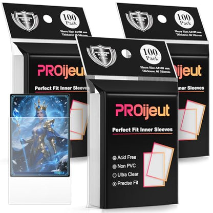 300 Pack Card Sleeves Clear, Perfect Fit Inner Sleeves Ideal for Double-sleeving, Trading Card Sleeve Compatible with MTG, PKM, TCG and Gaming Cards (60 Microns) - size: 300 Pack